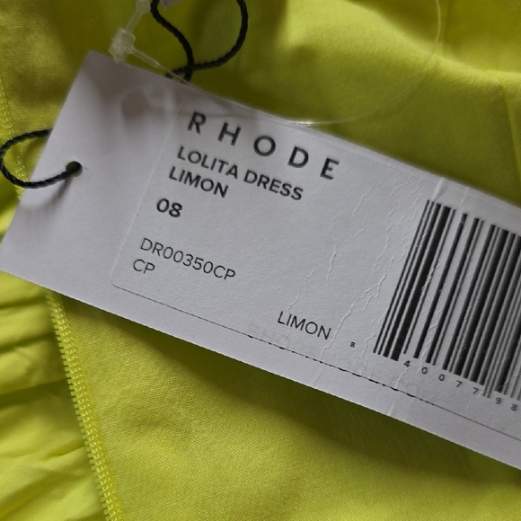 NWT $445 RHODE LOLITA COTTON SLEEVELESS MIDI DRESS IN LIMON SIZE 8 - Picture 5 of 6